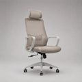 Sedia da ufficio girevole in rete beige con schienale alto e poggiatesta, 68 x 68 x 114-124 cm