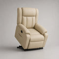 Poltrona relax alzapersona elettrica in pelle PU beige, 88 × 92 × 110 cm