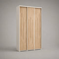 Armadio guardaroba rettangolare a 3 ante scorrevoli in truciolare melaminico, bianco e rovere chiaro, 150 × 60 × 210 cm