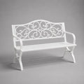 Panchina da giardino a 2 posti in acciaio verniciato bianco, 127 x 60 x 85 cm