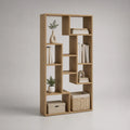Libreria a giorno asimmetrica in pannello truciolare melaminico, rovere naturale, 80 x 24 x 180 cm