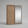 Armadio guardaroba a 2 ante scorrevoli con specchio in pannello truciolare, rovere naturale, 120 x 60 x 200 cm