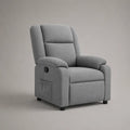 Poltrona relax reclinabile manuale in tessuto grigio chiaro con poggiapiedi e schienale alto, 92 x 95 x 105 cm