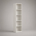 Libreria a colonna bianca in pannello di particelle melaminico, 5 vani, 40 x 24 x 180 cm