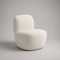 Poltrona lounge senza braccioli in tessuto bouclé avorio, 75 × 78 × 77 cm